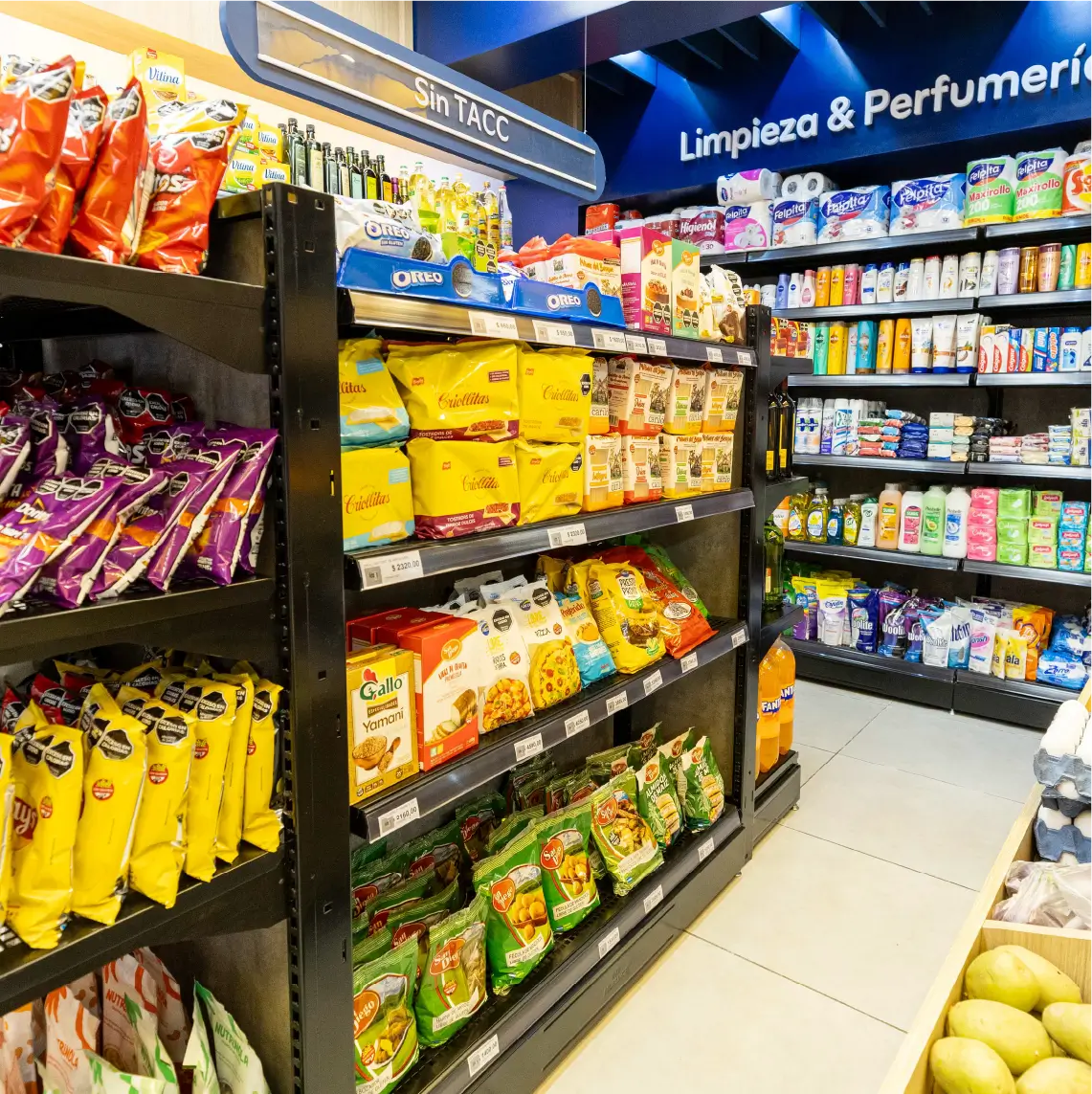 Góndolas metálicas y exhibidores para supermercado